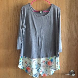 Shirt with floral patterned bottom
